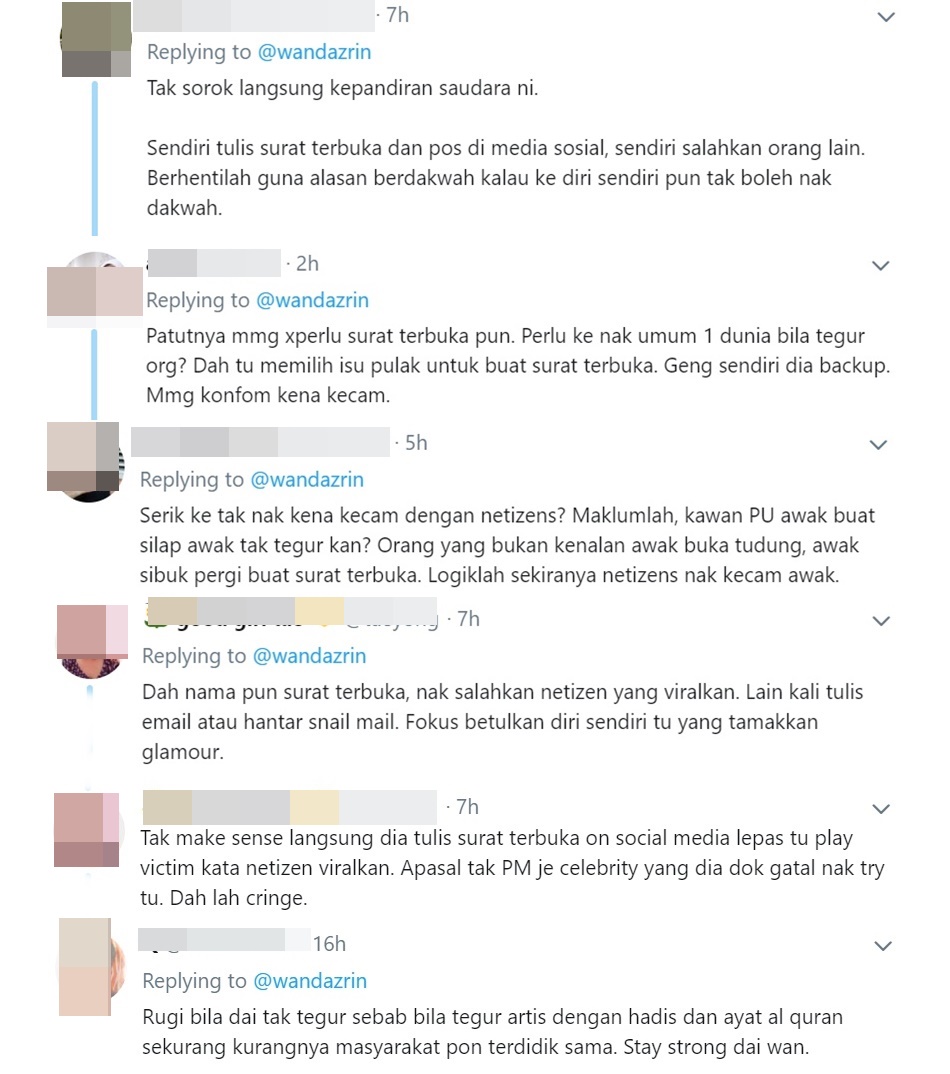 Tiada Lagi Surat Terbuka Untuk Artis Saya Dah Serik