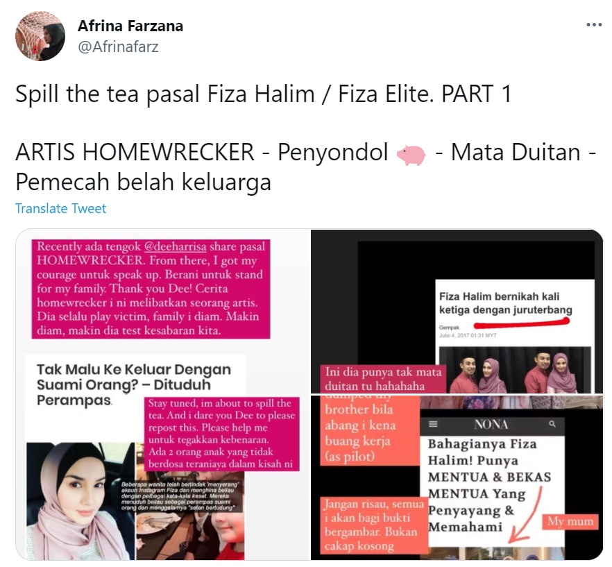 Bekas Adik Ipar Tuduh Fiza Halim Kaki Sondol Mata Duitan