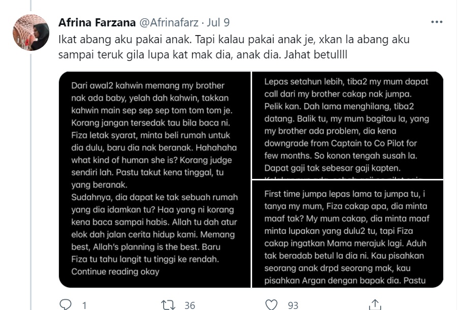 Bekas Adik Ipar Tuduh Fiza Halim Kaki Sondol Mata Duitan