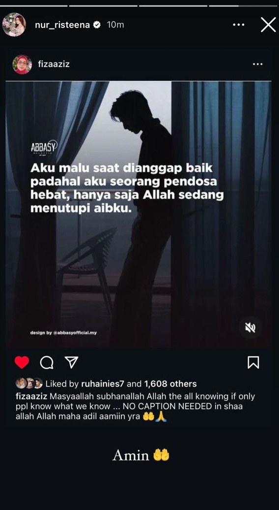 Risteena Kongsi Semula Posting IG Ibu Aliff Aziz Tentang Aib 5