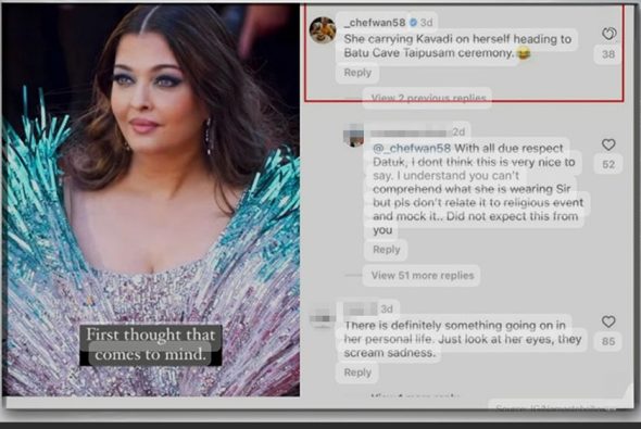 Polis Siasat Chef Wan Kaitkan Gaun Aishwarya Rai Dengan Thaipusam 5