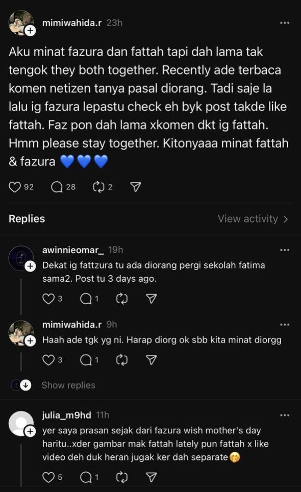 “Banyak Post Fazura Takde Like Fattah, Fazura Lama Tak Komen IG Fattah” 7