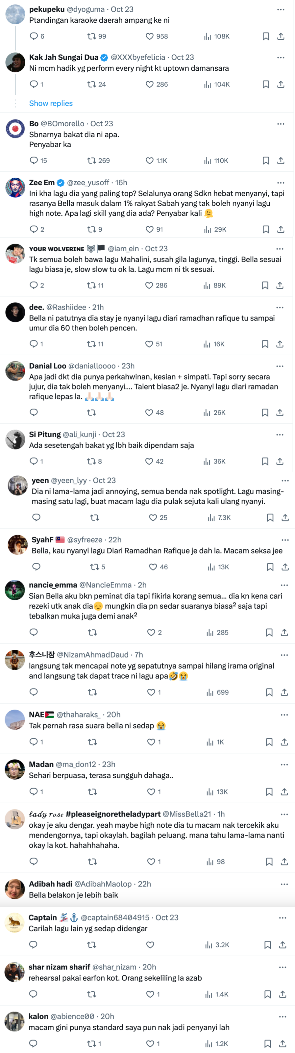 Suara Dikritik, Netizen Minta Bella Astillah Nyanyi Lagu Diari Ramadan Rafique Je 7